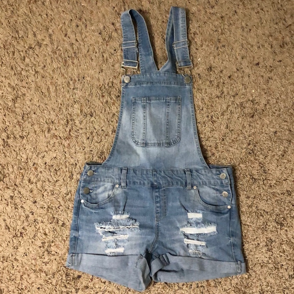 Distressed Denim Overalls